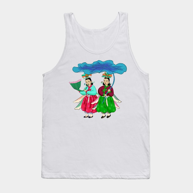 Minhwa: Taoist Fairy Sisters C-4 Type Tank Top by koreanfolkpaint